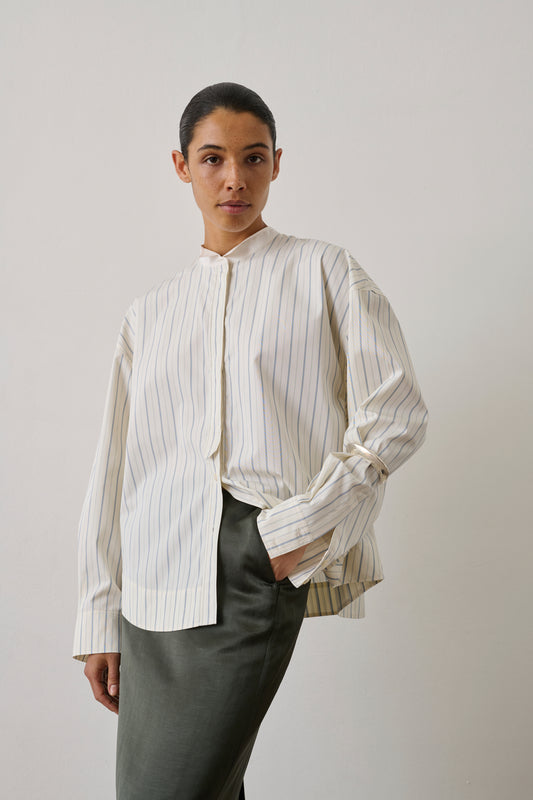 Chemise Idesia - Écru/Bleu - Coton - Femme