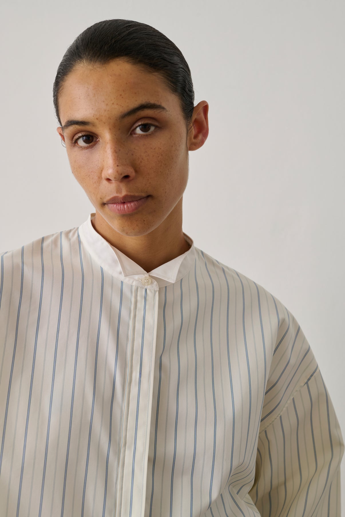 Chemise Idesia - Écru/Bleu - Coton - Femme vue 4