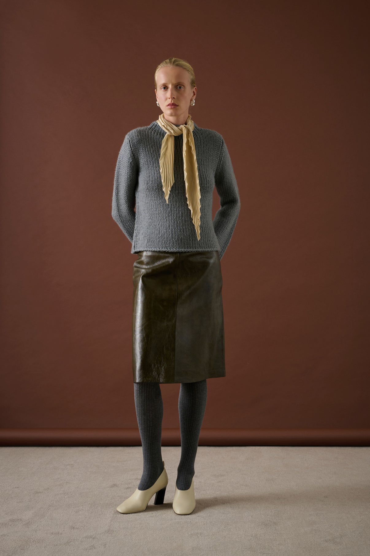 Collants Olsen - Gris Chiné - Coton - Femme vue 2