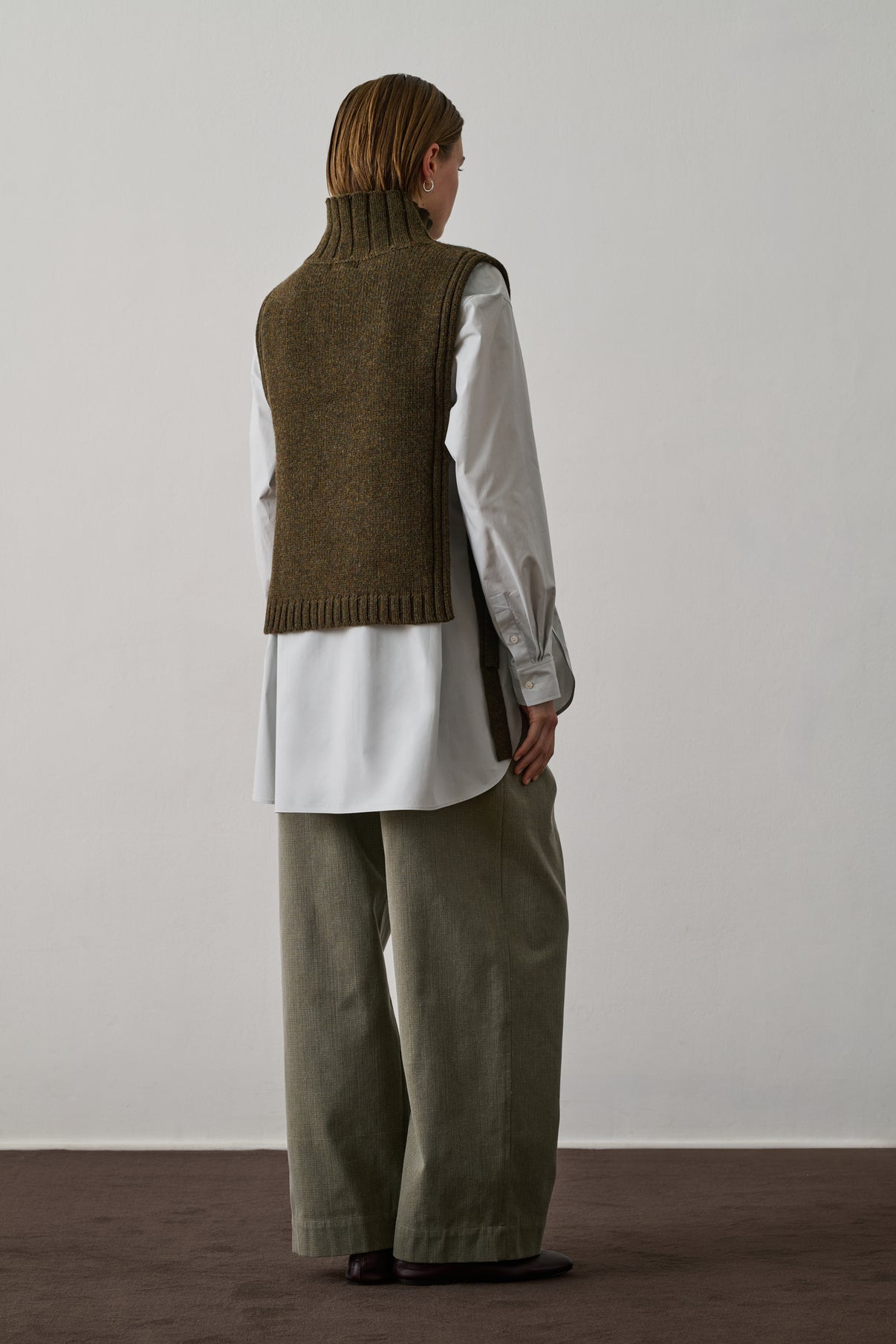 Pull Or - Kaki Chiné - Laine - Femme vue 2